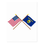 Crossed US 43-star and Montana State Flags Postcards
