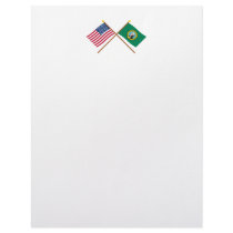 Crossed US 43-star and Washington State Flags Letterhead Template