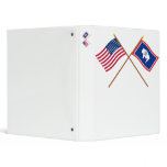 Crossed US 44-star and Wyoming State Flags 3 Ring Binders