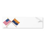 Crossed US 48-star and Arizona State Flags Bumper Sticker