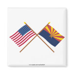 Crossed US 48-star and Arizona State Flags Refrigerator Magnet