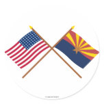Crossed US 48-star and Arizona State Flags Stickers