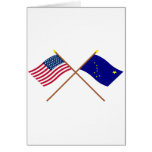 Crossed US 49-star and Alaska State Flags Greeting Card