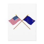Crossed US 49-star and Alaska State Flags Postcard