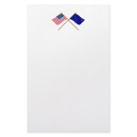 Crossed US 49-star and Alaska State Flags Custom Stationery