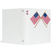 Crossed US 50 and 13-star Flags 3 Ring Binders