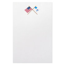 Crossed US and 2nd Rhode Island Regiment Flags Personalized Stationery