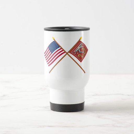 Crossed US and Bedford Flags Mug