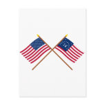 Crossed US and Bennington Flags Postcards