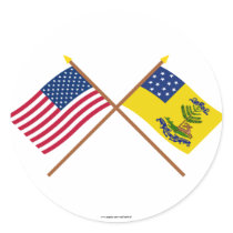 Crossed US and Bucks of America Flags stickers by Vexillophile Crossed US and Bucks of America Flags stickers