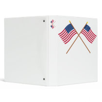 Crossed US and Frigate Alliance Flags 3 Ring Binder