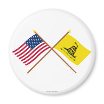 Crossed US and Gadsden Flags magnets by Vexillophile Crossed US and Gadsden Flags magnets