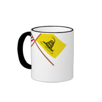 Crossed US and Gadsden Flags mugs by Vexillophile Crossed US and Gadsden Flags mugs