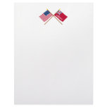 Crossed US and Liberty Flags Custom Letterhead