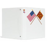 Crossed US and Pulaski Flags 3 Ring Binders