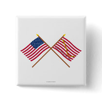 Crossed US and Rattlesnake Flags Button