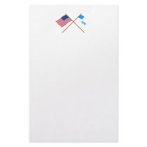 Crossed US and Rhode Island 1st Regiment Flags Custom Stationery