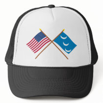Crossed US and South Carolina Militia Flags Trucker Hat