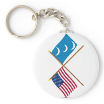 Crossed US and South Carolina Militia Flags Keychains