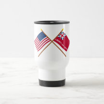 Crossed US and Taunton Flags Mugs