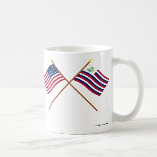 Crossed US Flag and New England Navy Ensign Mug