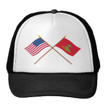 Crossed USA and Hanover Associators Flags Mesh Hats