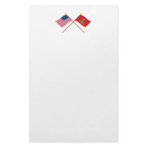 Crossed USA and Hanover Associators Flags Stationery Paper