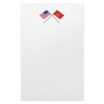 Crossed USA and Hanover Associators Flags Stationery Paper