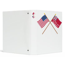 Crossed USA and New York Liberty Flags 3 Ring Binders
