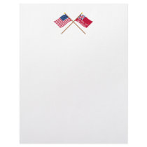 Crossed USA and New York Liberty Flags Customized Letterhead