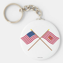 Crossed USA and Sheldon's Horse Flags Keychains