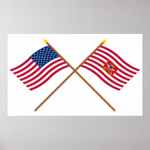 Crossed USA and Sheldon's Horse Flags Print