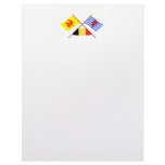Crossed Walloon &amp; Luxembourg Flags w Belgium Letterhead Template