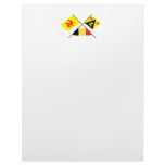 Crossed Walloon & Walloon Brabant Flags w Belgium Customized Letterhead