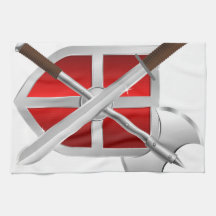Crossed Weapons on Shield Hand Towel