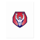 Crossfit Training Athlete Rings Retro Postcards