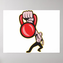 Crossfit Training Lifting Kettlebell Front Poster