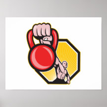 Crossfit Training Lifting Kettlebell Front Posters