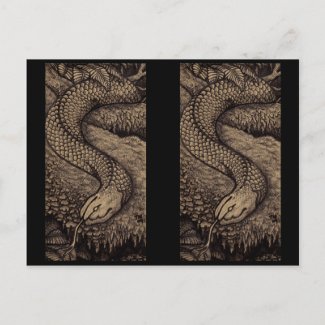Crosshatch snake cutout bookmarks postcard