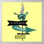 Crossroads Vintage Diner Sign Poster