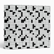 crossword puzzle, games, hobby, hobbies, grid, black, white, geek, funny, silly, cool, dooni designs, traditional games, puzzles, Binder with custom graphic design