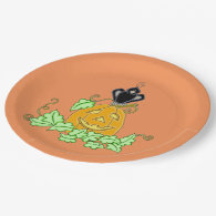 Crow and Pumpkin 9 Inch Paper Plate