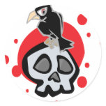 Crow and Skull Round Stickers