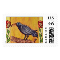 Crow Art Deco Roses Stamp
