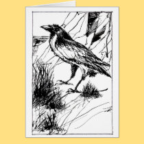 Crow at Cliff folded card cards