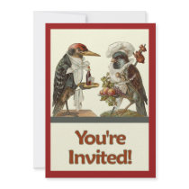 Crow Cook and Woodpecker Bartender Invitation
