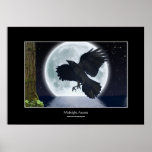 Crow & Full Moon Art Poster posters