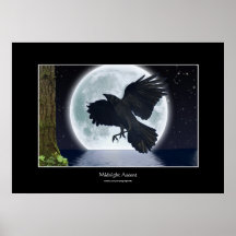 Crow & Full Moon Art Poster