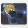 Crow, Moon & Outer Space Fantasy Art Mousepad