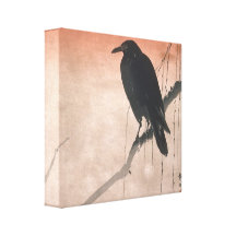 Crow on a Willow Branch Stretched Canvas Prints